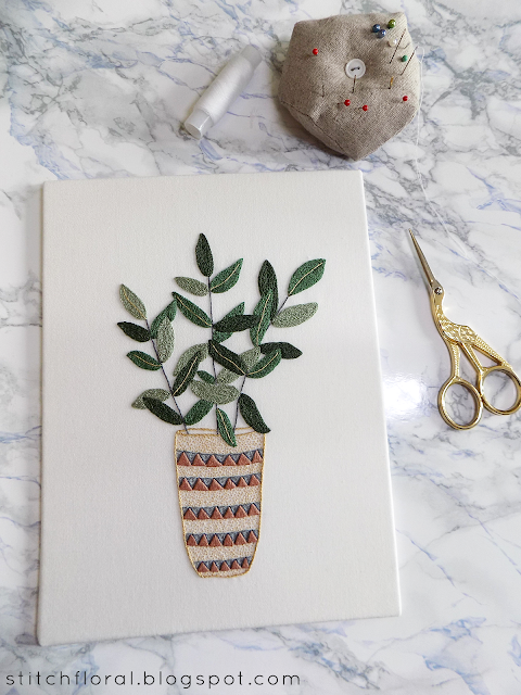 How to mount hand embroidery on a cardboard canvas: tutorial