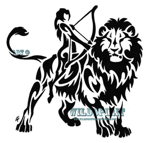 black and white leo tattoos design