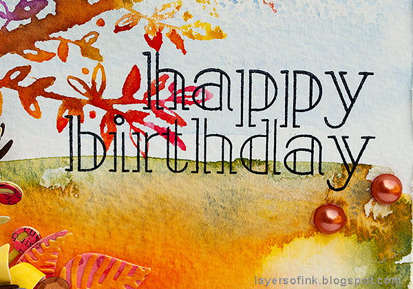 Layers of ink - Autumn Tree with Dimensional Flowers Tutorial by Anna-Karin Evaldsson with Tim Holtz Sizzix Funky Floral