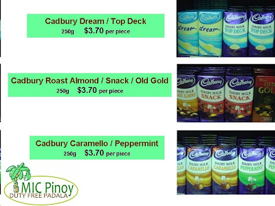 Cadbury Dream (Top Deck), Cadburry Roast Almond (Snack, Old Gold), Cadbury Caramello (Peppermint)
