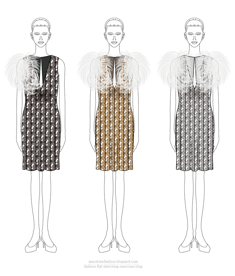 Sequin Feather Dress Drawing