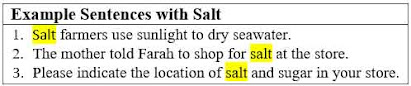 23 Example Sentences with Salt and Its Definition