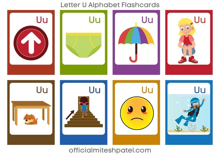 Free Printable Letter U Alphabet Flash Cards without words
