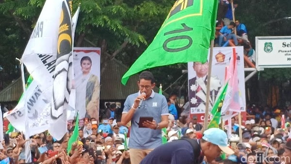Lihat Bendera PPP-PBB Saat Kampanye, Sandi: Ini Serius Apa Duarius Nih?