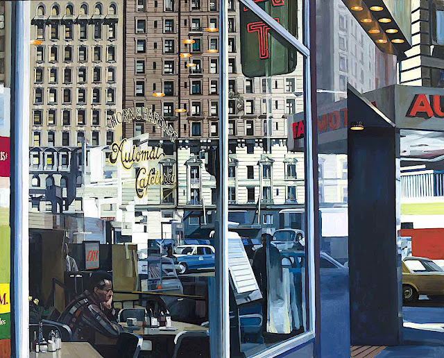 Richard Estes art, an urban restaurant