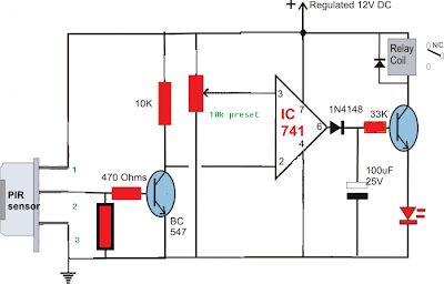 Simple Circuit Diagram using PIR Sensor