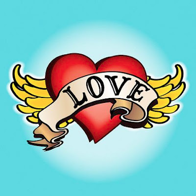 love heart tattoos with wings. red heart love tattoos