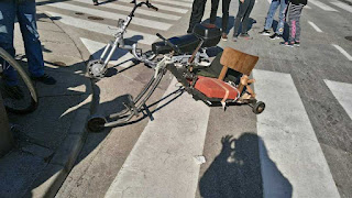 Traditional race of wooden scooters with steel ball bearing wheels, held in Pula on 17.02.2019.