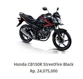 Harga Baru Sepeda Motor Honda CB150R StreetFire
