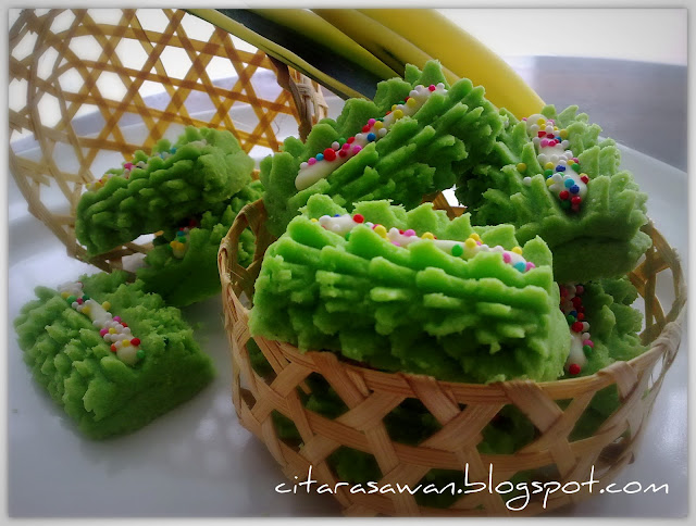 Pandan Green Lace Cookies / Biskut Samperit Pandan 