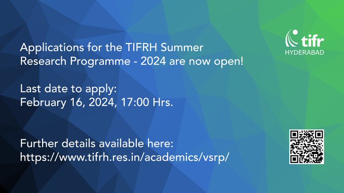 TIFRH Visiting Students Research Program for Final Year Students | Rs. 7000/- monthly stipend