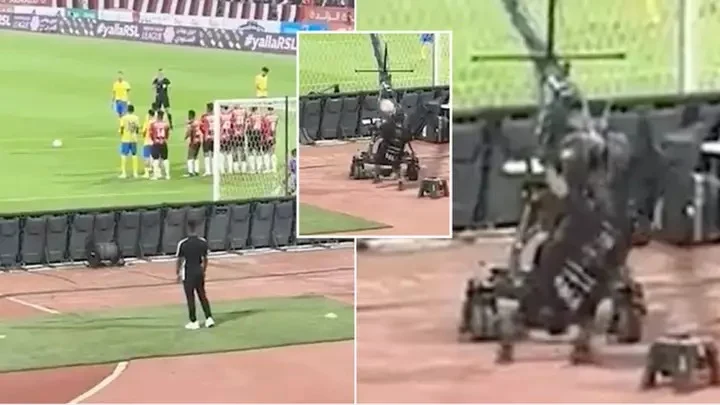 Cristiano Ronaldo nearly knocks out cameraman with free kick during Al Nassr victory