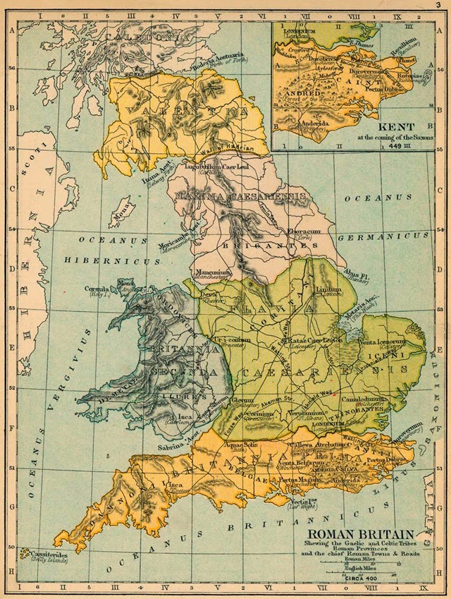 A detailed Map of Roman Britain 400 A.D