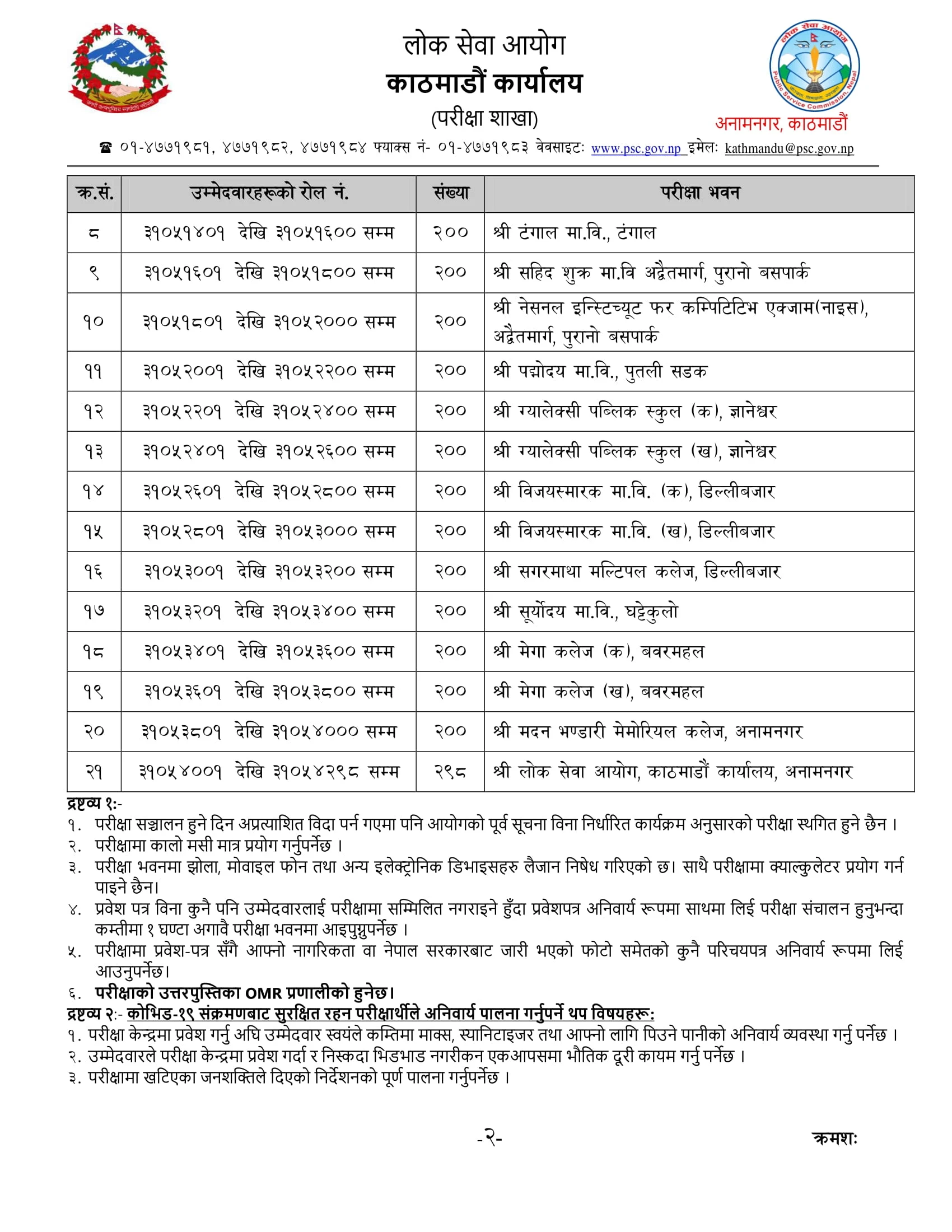 RBB Written Exam Center Kathmandu