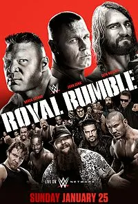 WWE - ROYAL RUMBLE 2015 - Event poster featuring Triple Threat match between John Cena, Seth Rollins and Brock Lesnar