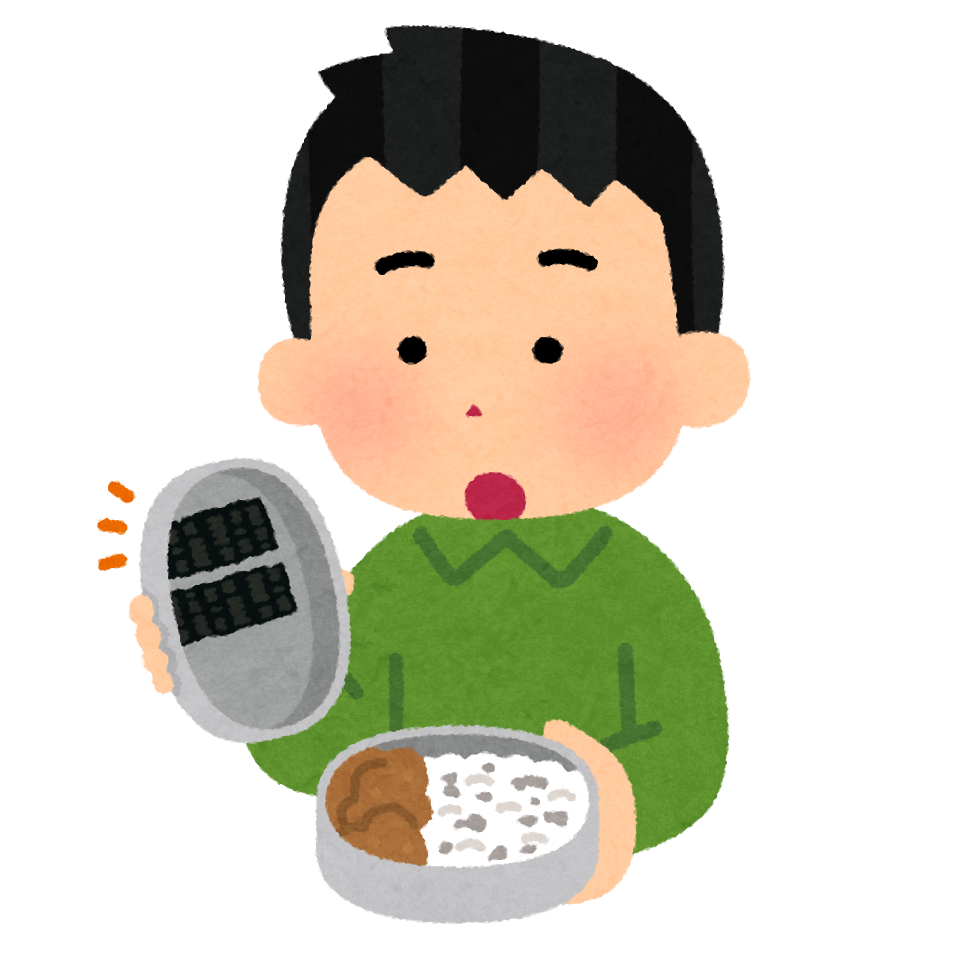 お弁当のフタに海苔がついた人のイラスト かわいいフリー素材集 いらすとや