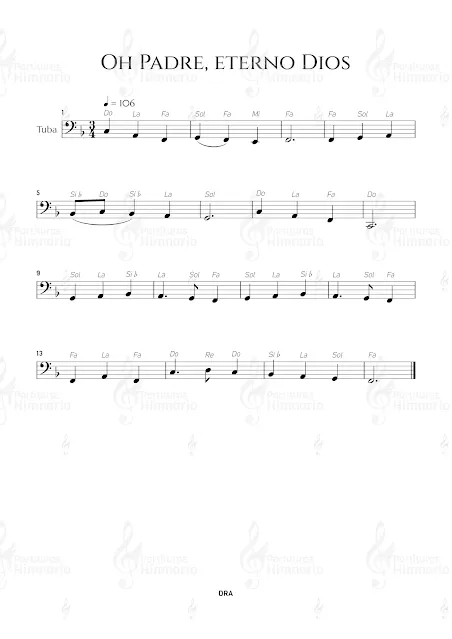 Oh Padre, eterno Dios partitura gratis para tuba (free music sheet tuba)