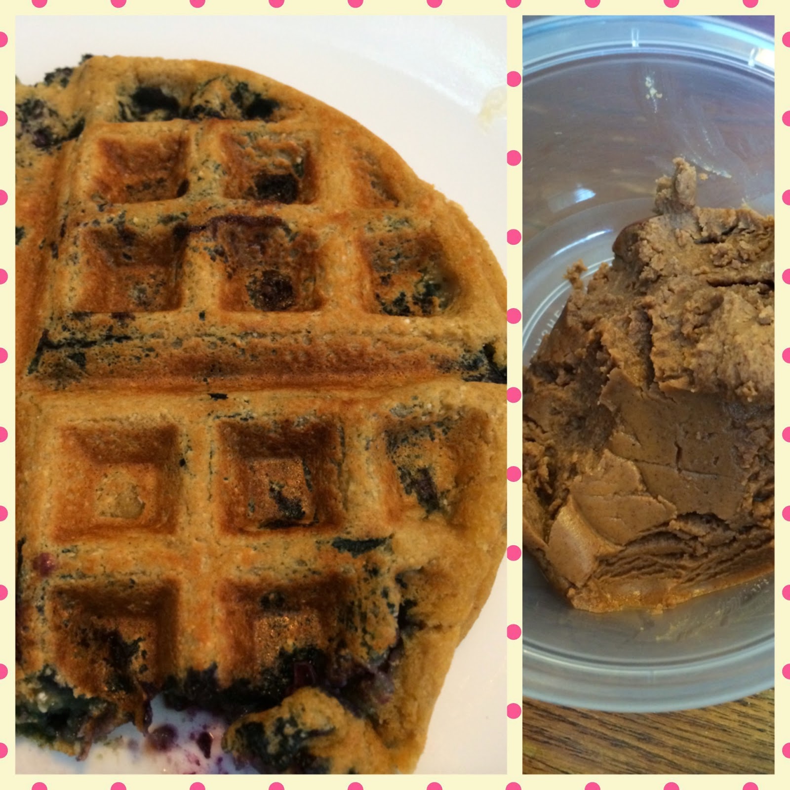 waffle, healthy waffle, blueberry waffle, blueberry healthy waffle, belgian waffle, peanut butter, homemade peanut butter