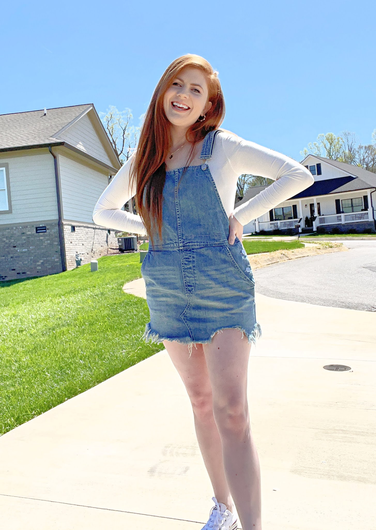 Free People Denim Overall Dress TheKristenDiary Blog