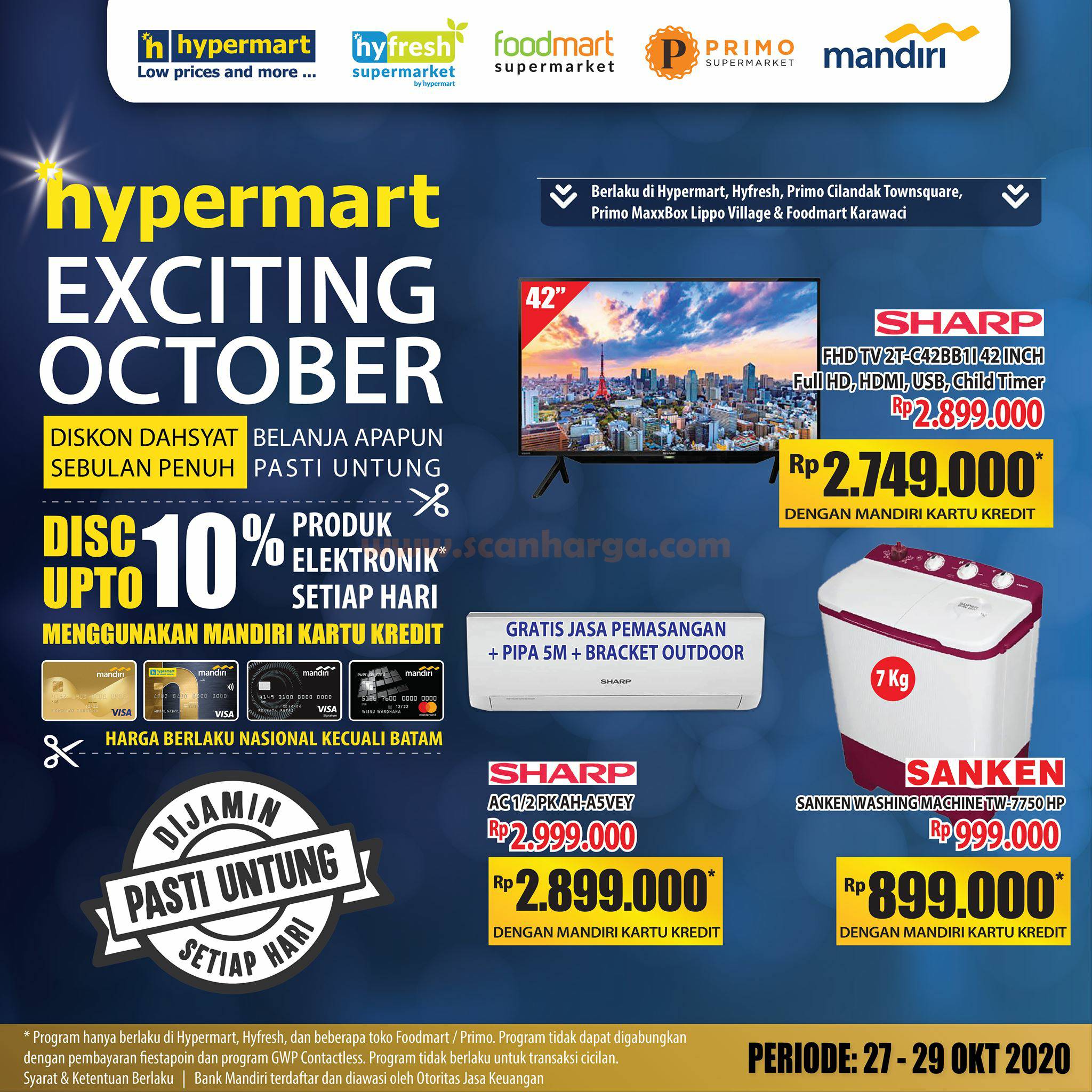 Promo Hypermart Exciting Oktober Diskon 10% produk Elektronik dengan Kartu Kredit Mandiri