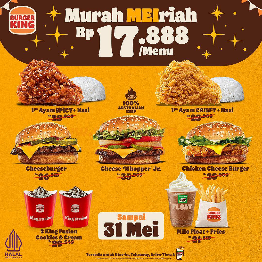Promo Burger King Paket Murah MEIriah Cuma Rp. 17.888 per Menu