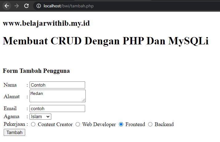 Tutorial PHP Pemula Part 14 : Cara Membuat CRUD Dengan PHP Dan MYSQLi