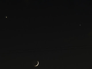 The moon Venus and Jupiter