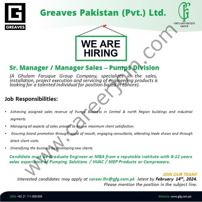 Jobs in Greaves Pakistan Pvt Ltd