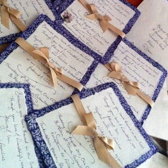 Wedding invitations made using Daintree paper fish wedding invitations