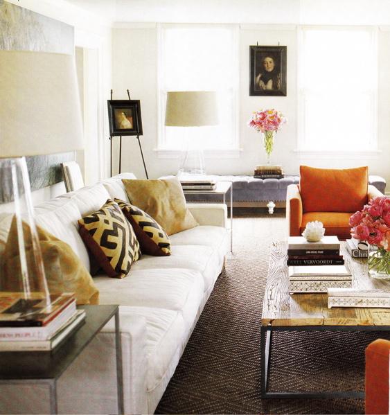 Orange and White Living Room