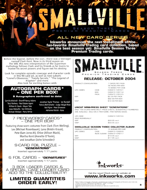 2004 Inkworks : Smallville Season Three - Dealer Press Sheet