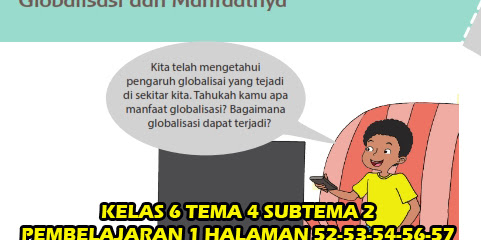 Kunci Jawaban Tematik Kelas 6 Tema 4 Subtema 2 Pembelajaran 1  Halaman 52, 53, 54, 56, 57