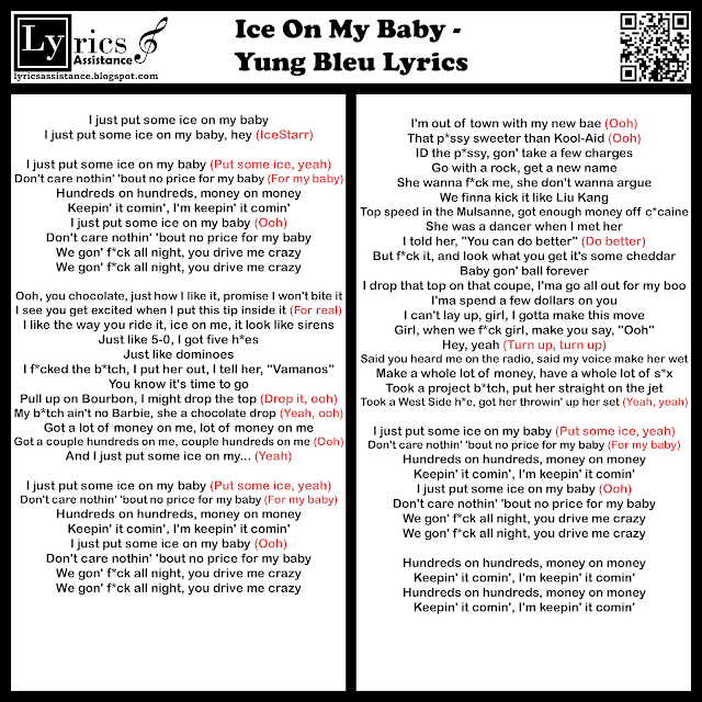 Ice On My Baby - Yung Bleu Lyrics | lyricsassistance.blogspot.com