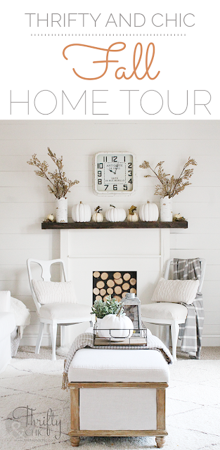 Neutral and white farmhouse living room decor and decorating ideas. Neutral Fall decor