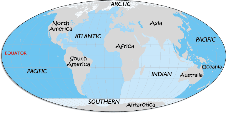 World Map Of Oceans And Seas. World Map Oceans And Seas.