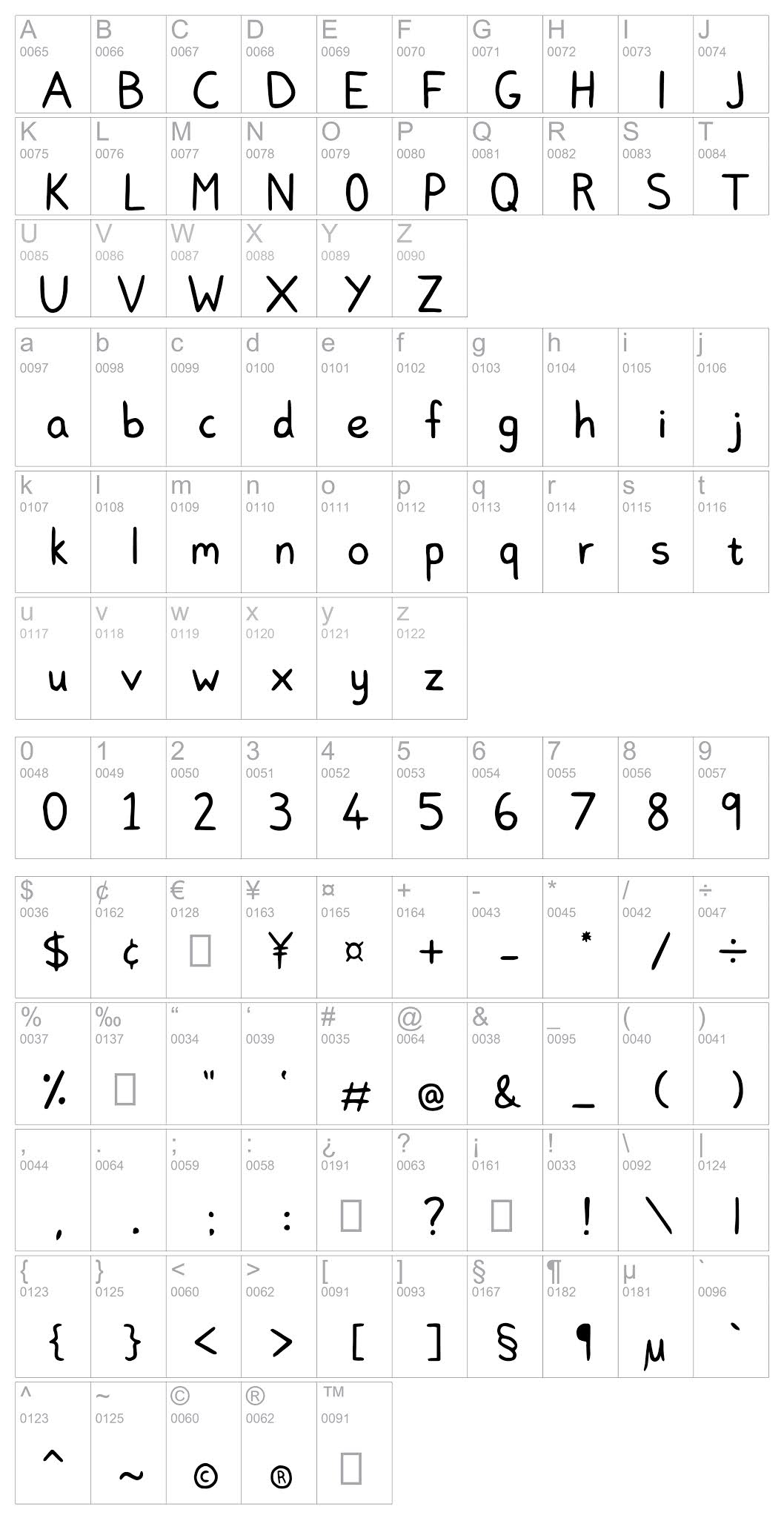 Glyphs Pretty Neat font