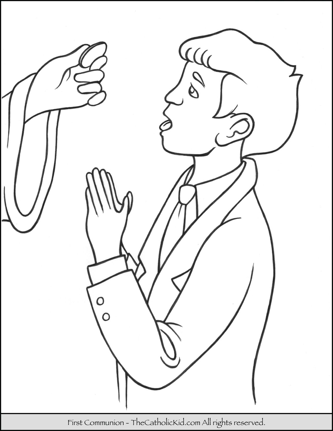 First Communion Boy Coloring Page 2
