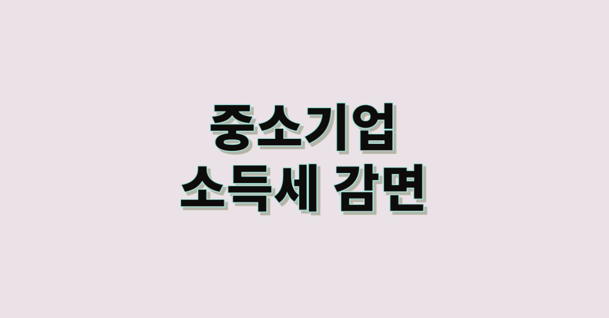 중소기업 소득세 감면