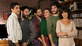 El reparto de la película de Litus (2019): Alex García, Miquel Fernández, Adrián Lastra, María Nieto, Quim Gutiérrez y Belén Cuesta