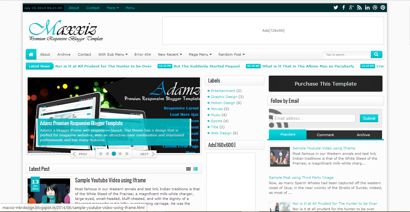 Maxxiz - Responsive Magazine/News Blogger Template
