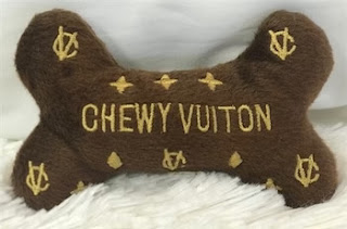 Brown Chewy Vuiton Bone Plush Toy - posh puppy boutique