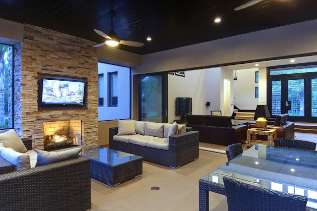 Picture of sitting area by the fireplace