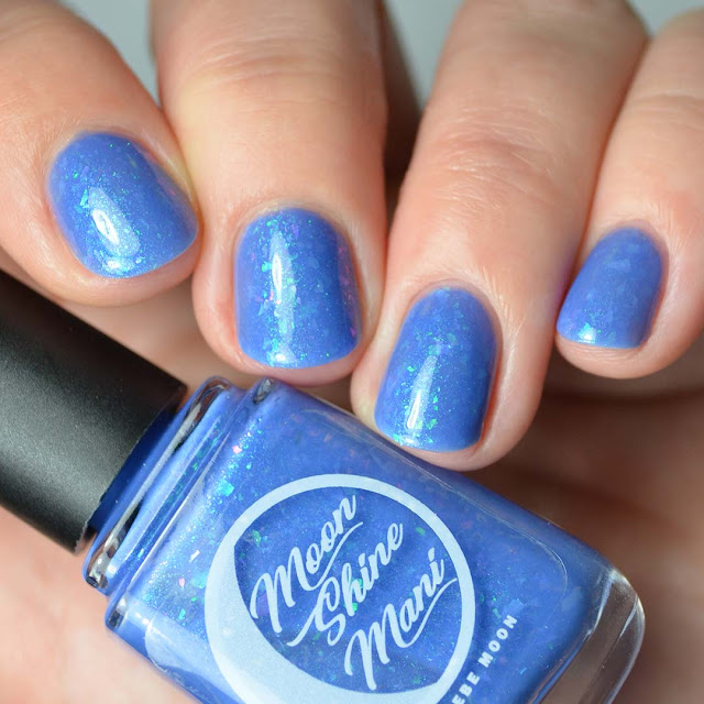 blue nail polish with iridescent flakies
