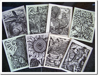 green cards lino cut rhinebeck farmers market gina palmer illustrations