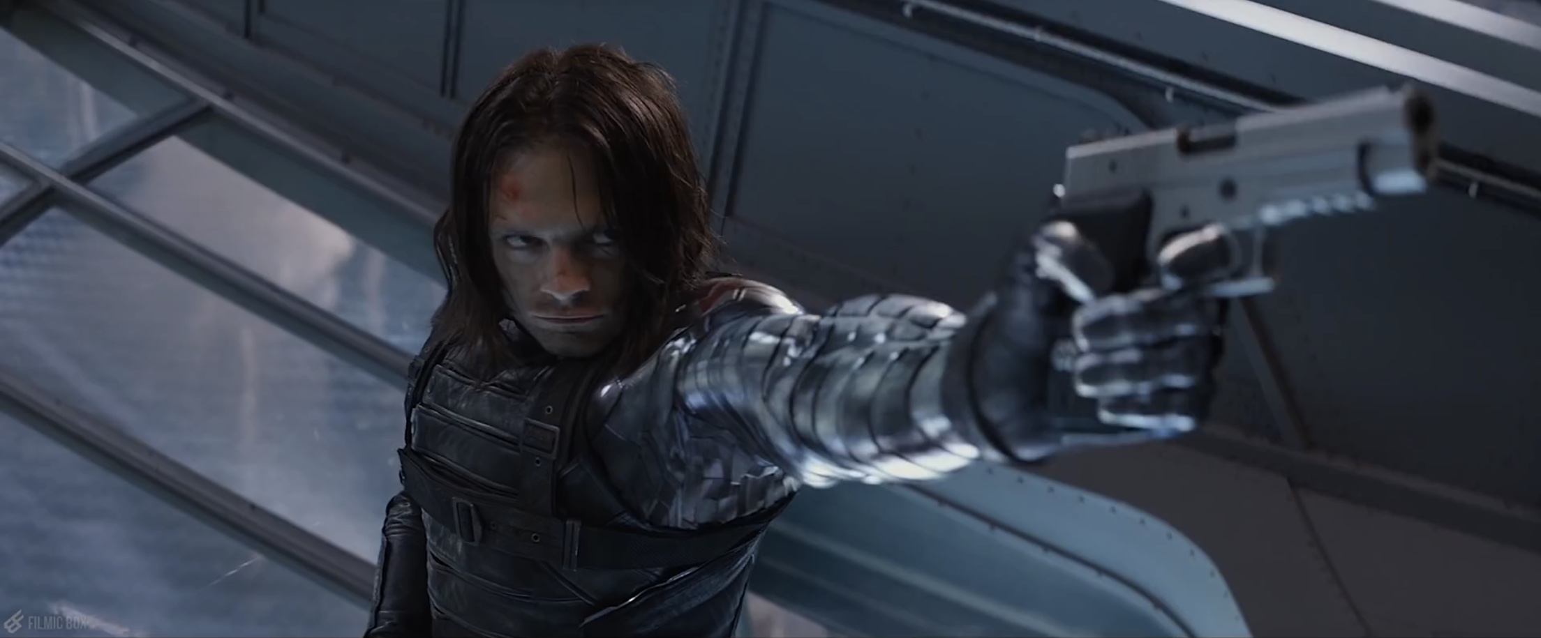 Winter Soldier/Bucky barnes shooting at Captain America