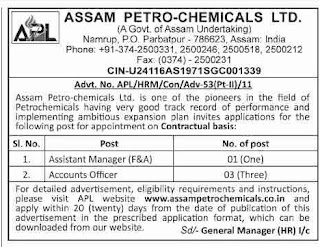 Assam Petro-Chemicals Ltd Recruitment 2019