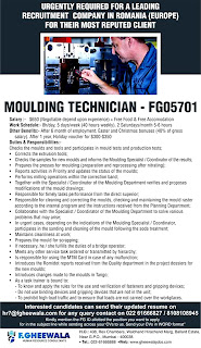 Moulding Technician Romania job Vacancy text image