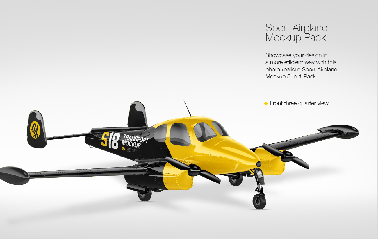 Download Sport Airplane Mockup Pack 5 In 1 Pack Creativebundles Co