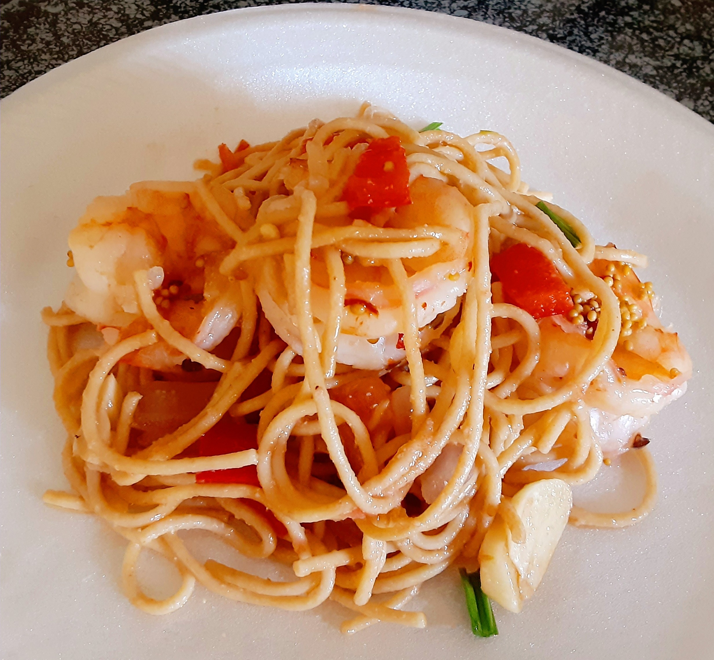 Wheat Spaghetti with Shrimp