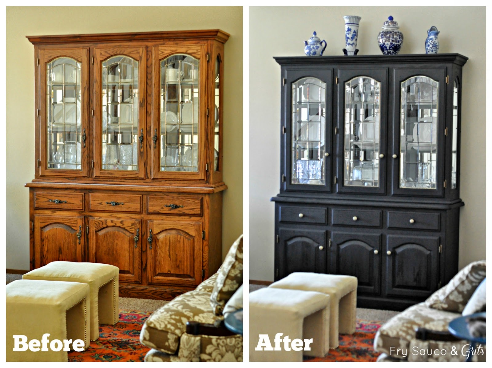 China Cabinet Before and After from Fry Sauce and Grits 